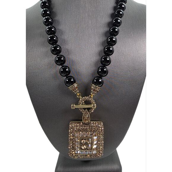 Heidi Daus "Tantalizing" Beaded Toggle Crystal Drop Statement Necklace - NIB - Picture 4 of 10